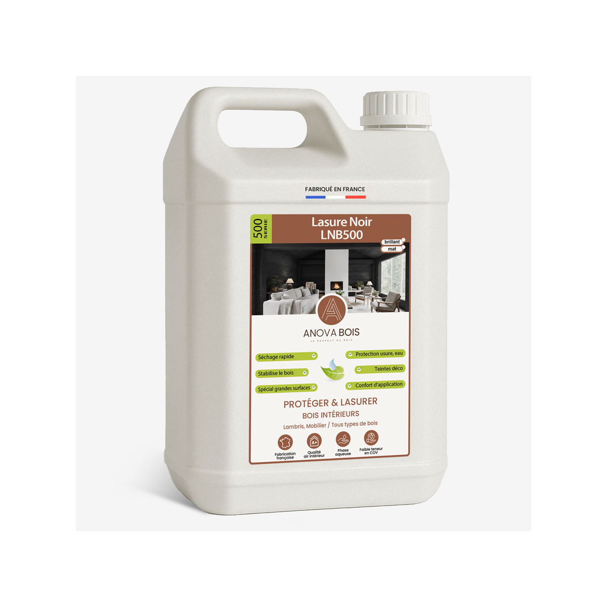 Lasure Noire Mat ou Brillant pour Bois Intérieur – LNB500