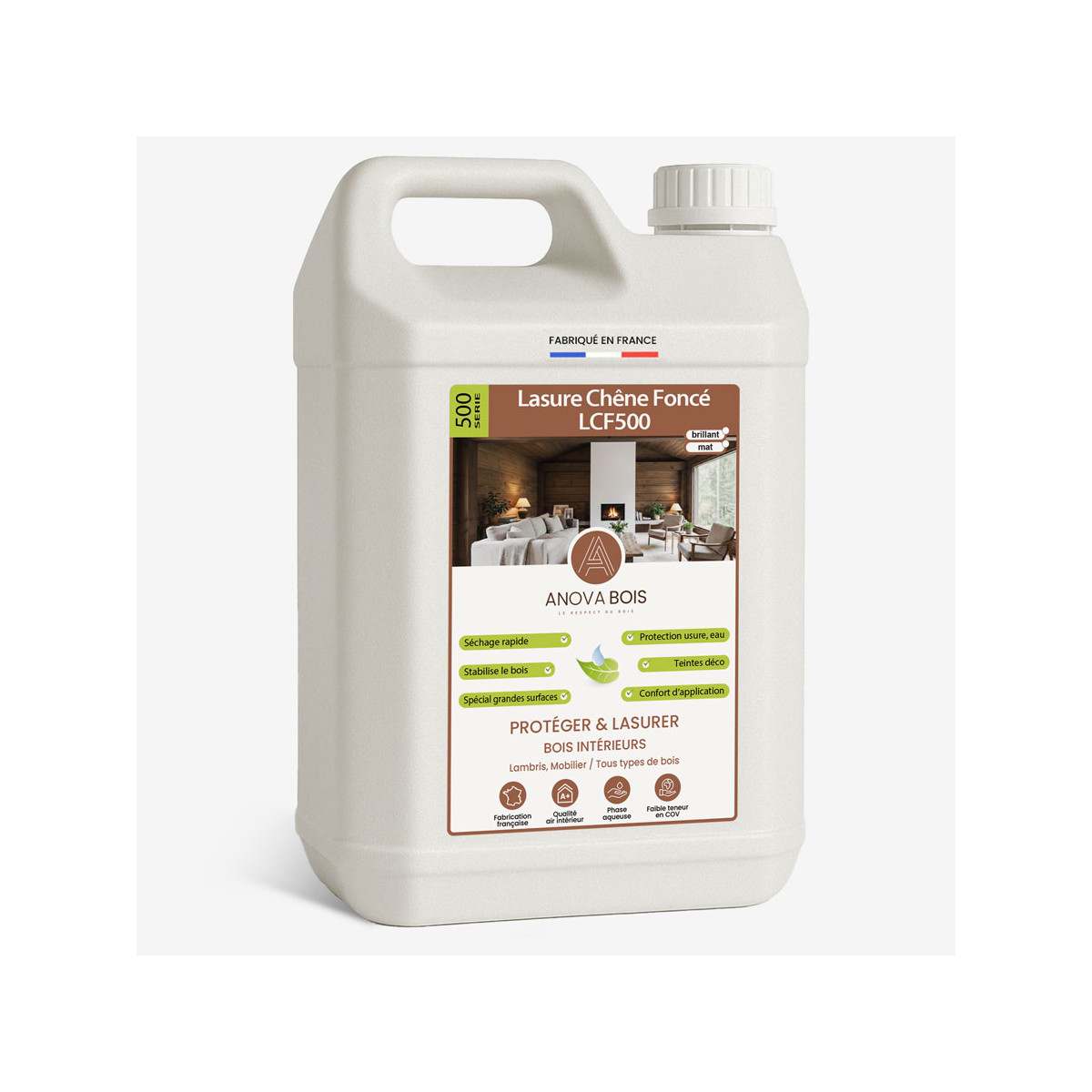 Lasure Chêne Foncé Mat ou Brillant pour Bois Intérieur – LCF500